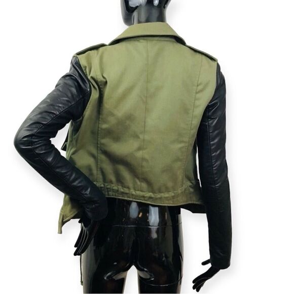 Olive Green and Black Women's Jacket - Picture 6 of 8